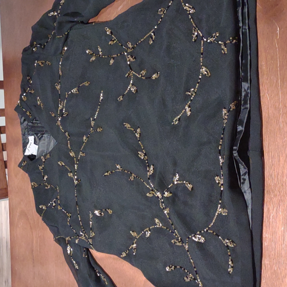 Elegant Black Sequin Decor Top by JMD NEW YORK   Size M